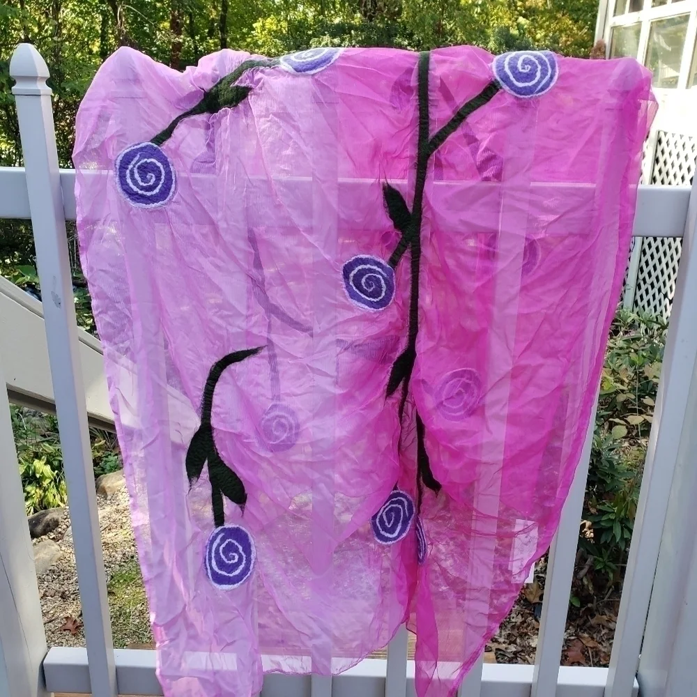 Silk and Wool Scarf Semi Sheer NWT Pinks and Green
